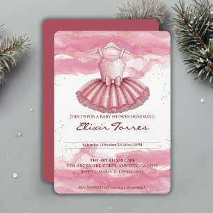 Pink Tutu Gold Glitters Baby shower Kaart