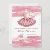 Pink Tutu Gold Glitters Baby shower Kaart (Voorkant)