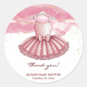 Pink Tutu Gold Glitters Baby shower Ronde Sticker (Voorkant)
