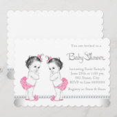Pink Twin Girl Baby shower Kaart (Voorkant / Achterkant)