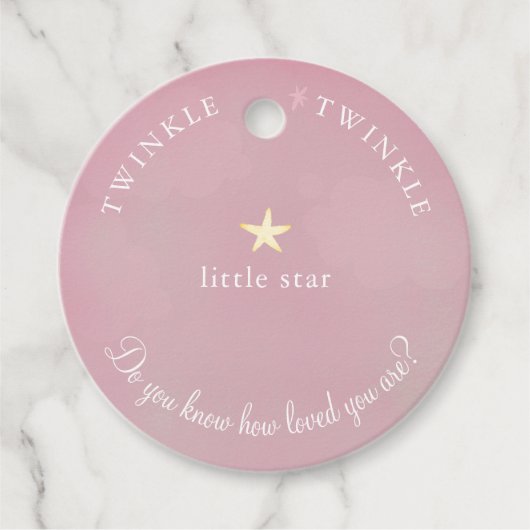 Pink Twinkle Little Star Baby shower Verjaardag Bedankjes Labels (Voorkant)
