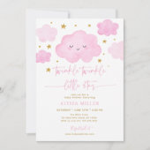 Pink Twinkle Star Cloud Baby shower Kaart (Voorkant)