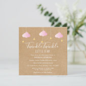 Pink Twinkle Twinkle Little Star Baby shower Boho Kaart (Staand voorkant)