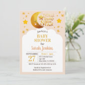 Pink Twinkle Twinkle Star Baby shower Invitation Kaart (Staand voorkant)