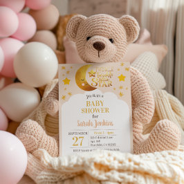 Pink Twinkle Twinkle Star Baby shower Invitation Kaart