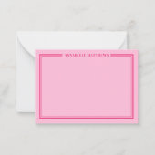 Pink Two Border Minimalist Name Monogram Notitiekaartje (Voorkant)