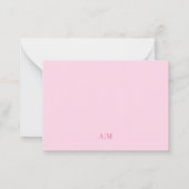Pink Two Border Minimalist Name Monogram Notitiekaartje (Achterkant)