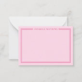 Pink Two Border Minimalist Name Monogram Notitiekaartje (Voorkant)