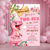 Pink Two Rex On The Loose Third Birthday Kaart