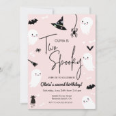 Pink TWO SPOOKY 2e verjaardag Halloween verjaardag Kaart (Voorkant)