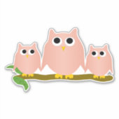 Pink Uilen Ontwerp Sticker (Voorkant)