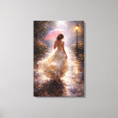 Pink Umbrella: Impasto Style Canvas Afdruk (Voorkant)