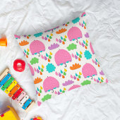 Pink Umbrellas with Clouds and Raindrops Kussen