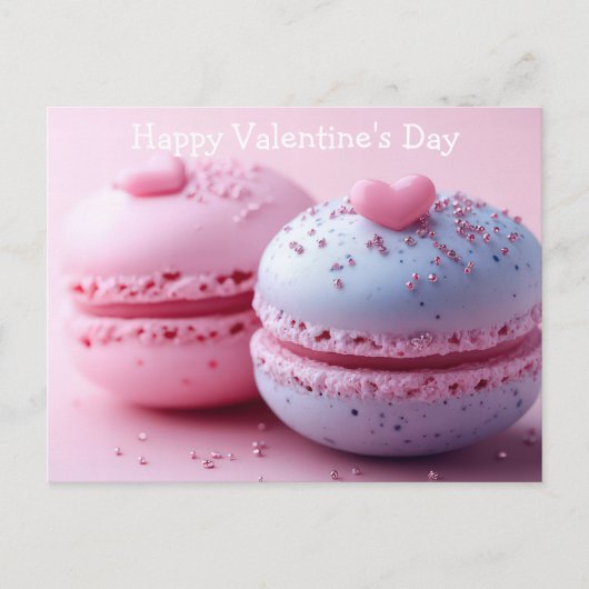 Pink und Violete Macarones mit Herzen Valentinstag Briefkaart (Voorkant)