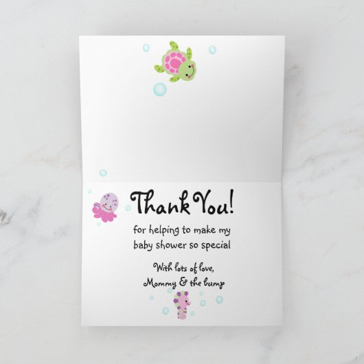 Pink under the sea thank you cards. bedankkaart (Binnen)