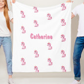 Pink Unicorn Custom Name Fleece Blanket Girls Gift