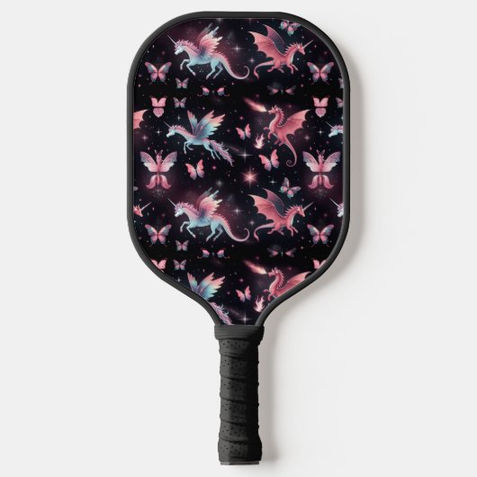 Pink Unicorn Dragon Mix Pickleball Paddle (Voorkant)
