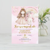 Pink Unicorn Five Is A Magical Vibe Birthday Kaart (Staand voorkant)