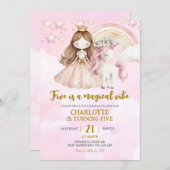 Pink Unicorn Five Is A Magical Vibe Birthday Kaart (Voorkant / Achterkant)