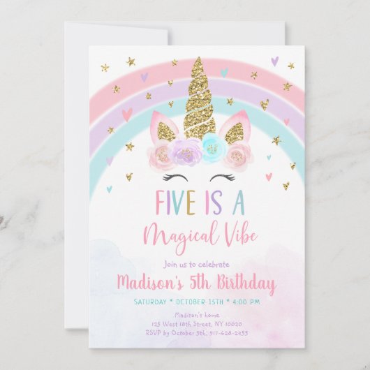 Pink Unicorn Five is een magische vibe Kaart (Voorkant)