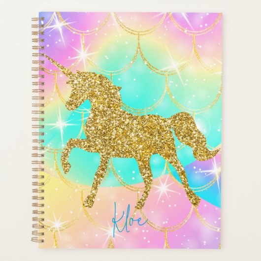 Pink unicorn glitter design  planner (Voorkant)