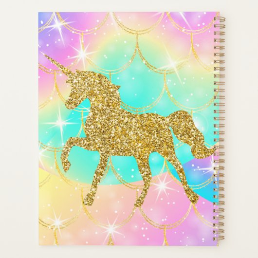 Pink unicorn glitter design  planner (Achterkant)