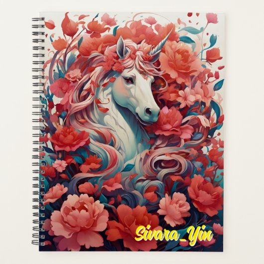Pink Unicorn & Peony Dreamscape Fantasy Planner (Voorkant)