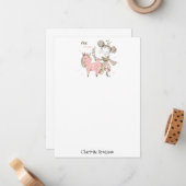 Pink Unicorn Princess' Note Kaart Kind Notitiekaartje (Voorkant / Achterkant in situ)