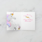 Pink Unicorn Princess with Crown and Sceptre Kaart (Binnen)