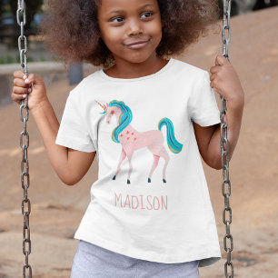 Pink unicorn schattig kinder naammeisje t-shirt