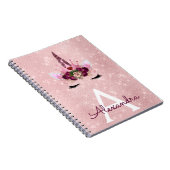 Pink Unicorn Sparkle Princess Monogram Name Notitieboek (Rechterzijde)