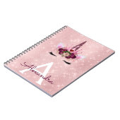 Pink Unicorn Sparkle Princess Monogram Name Notitieboek (Linkerzijde)