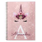 Pink Unicorn Sparkle Princess Monogram Name Notitieboek (Voorkant)