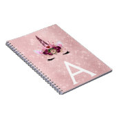 Pink Unicorn Sparkle Princess Monogram Name Notitieboek (Rechterzijde)