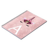 Pink Unicorn Sparkle Princess Monogram Name Notitieboek (Linkerzijde)