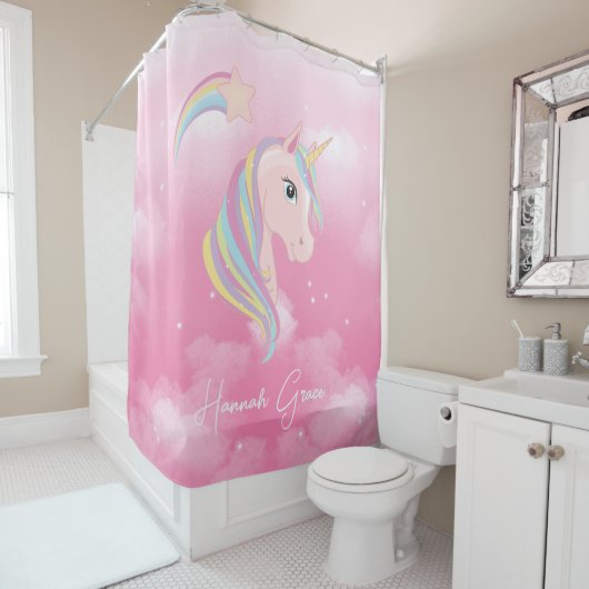 Pink Unicorn with Calligraphy Name Douchegordijn (In situ)