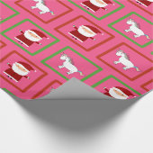 Pink unicorns santa claus patroon cadeaupapier (Hoek)