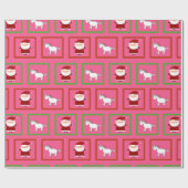 Pink unicorns santa claus patroon cadeaupapier (Vlak)