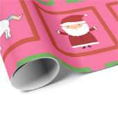 Pink unicorns santa claus patroon cadeaupapier (Rol Hoek)