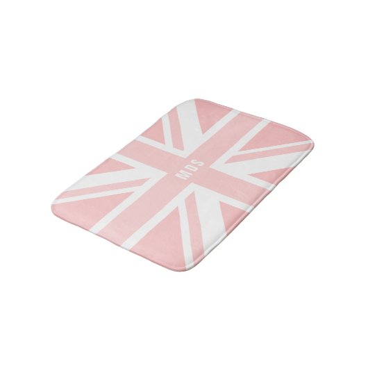 Pink Union Jack UK Flag Monogram Bath Mat (Gekanteld)