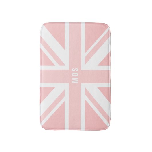 Pink Union Jack UK Flag Monogram Bath Mat (Voorkant Verticaal)
