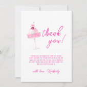 Pink Unique Cherry Champagne Baby shower Bedankkaart (Voorkant)