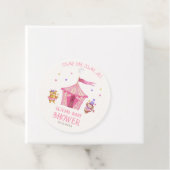 Pink Unique Circus Beer Monkey Baby shower Bedankjes Labels (In situ)