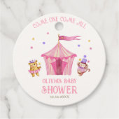 Pink Unique Circus Beer Monkey Baby shower Bedankjes Labels (Voorkant)