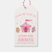 Pink Unique Circus Beer Monkey Baby shower Cadeaulabel (Voorkant)