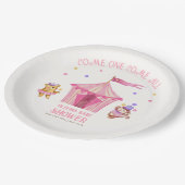 Pink Unique Circus Beer Monkey Baby shower Papieren Bordje (Gekanteld)