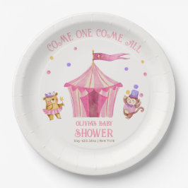 Pink Unique Circus Beer Monkey Baby shower Papieren Bordje