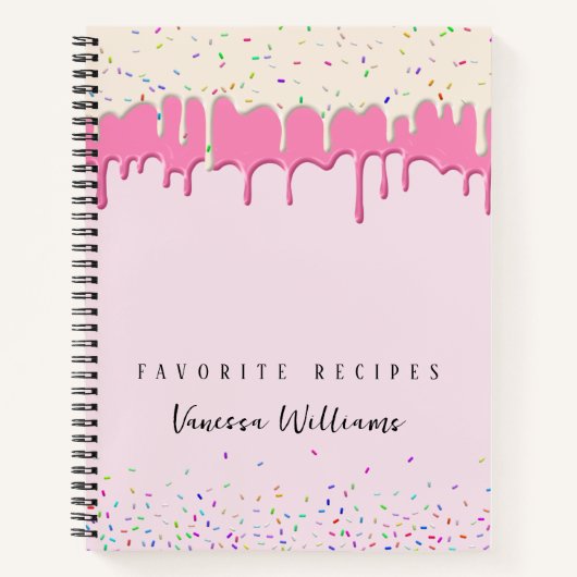 Pink Vainilla Frosting Drip & Sprinkle Recipe Notitieboek (Voorkant)