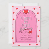 Pink Valentijnsdag Dinner Invitation Kaart (Voorkant)