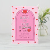 Pink Valentijnsdag Dinner Invitation Kaart (Staand voorkant)